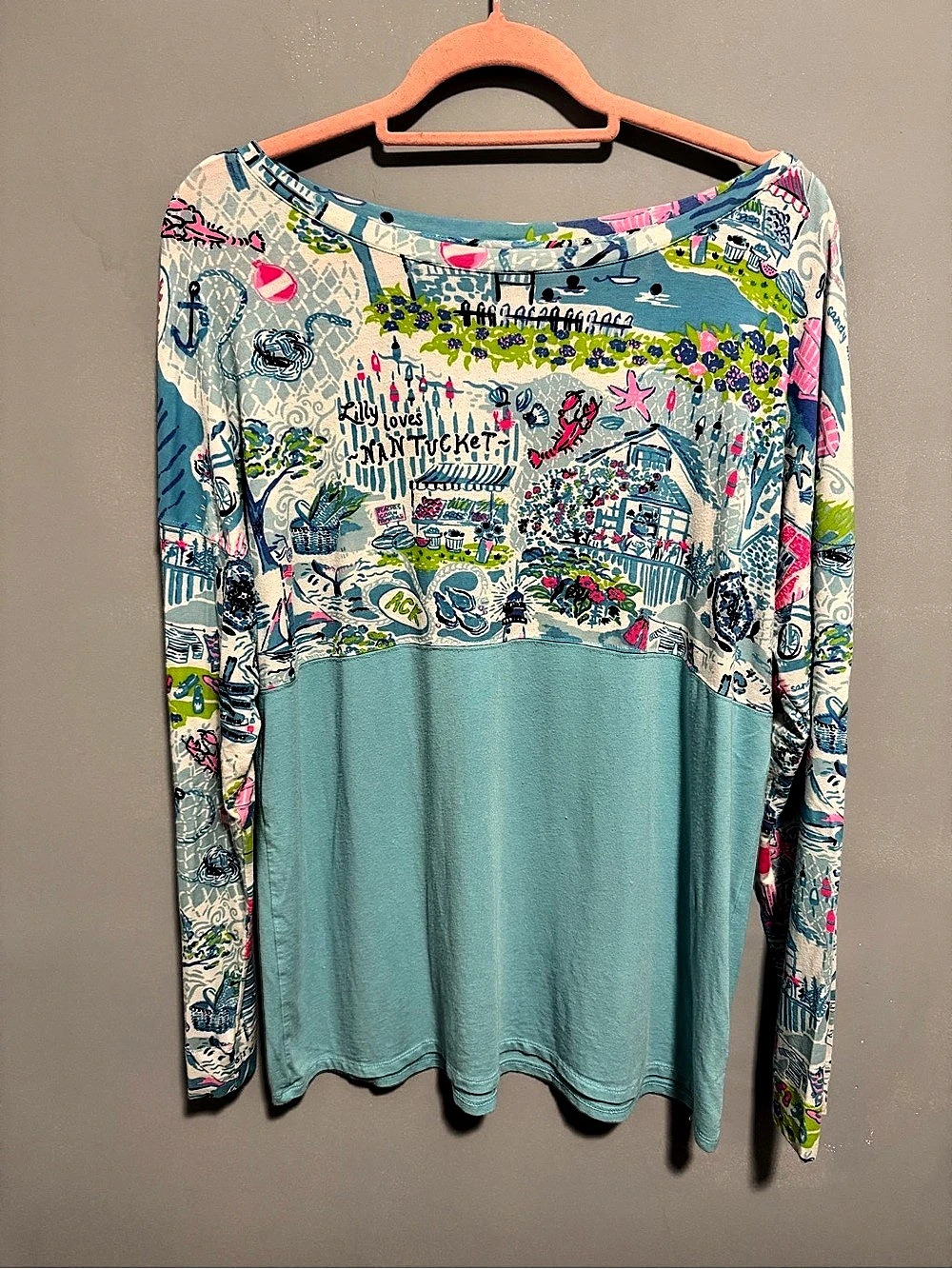 Lilly Pulitzer- FINN Top , Lilly Loves Nantucket Long Sleeved Size Large